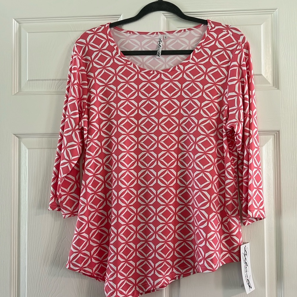 Lulu-B Colorful Comfy Top - Pink and White
